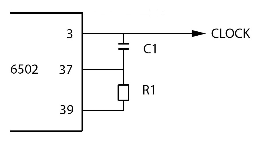 6502 clock resistor capacitor
